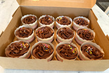 Load image into Gallery viewer, GF Double Chocolate Cupcakes with Chocolate Buttercream Frosting