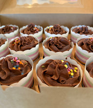 Load image into Gallery viewer, GF Double Chocolate Cupcakes with Chocolate Buttercream Frosting
